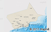 Shaded Relief 3D Map of Dhofar, single color outside
