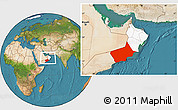 Satellite Location Map of Dhofar, highlighted country, within the entire country