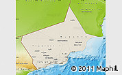 Shaded Relief Map of Dhofar, physical outside
