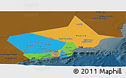 Political Panoramic Map of Dhofar, darken