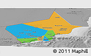 Political Panoramic Map of Dhofar, desaturated