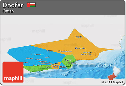 Political Panoramic Map of Dhofar, single color outside