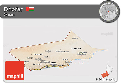 Satellite Panoramic Map of Dhofar, cropped outside