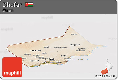 Satellite Panoramic Map of Dhofar, cropped outside
