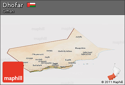Satellite Panoramic Map of Dhofar, cropped outside