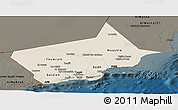 Shaded Relief Panoramic Map of Dhofar, darken