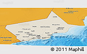 Shaded Relief Panoramic Map of Dhofar, political outside