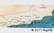 Shaded Relief Panoramic Map of Dhofar, satellite outside