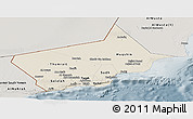Shaded Relief Panoramic Map of Dhofar, semi-desaturated