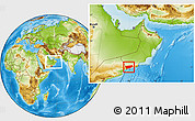 Physical Location Map of Salalah, within the entire country