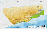 Physical Map of Salalah, single color outside
