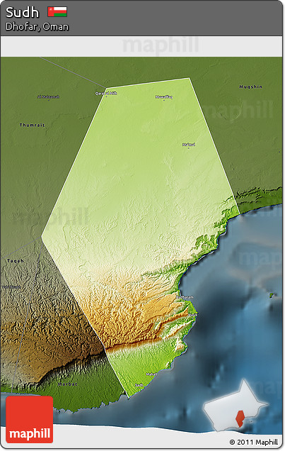 Physical 3D Map of Sudh, darken