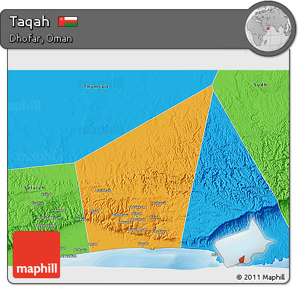 Political 3D Map of Taqah