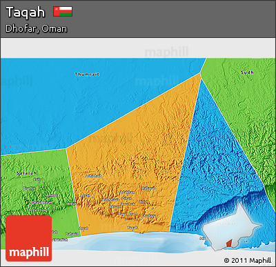 Political 3D Map of Taqah