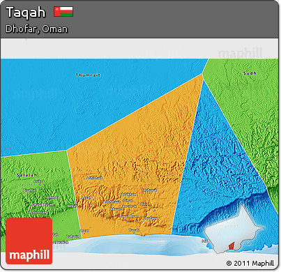 Political 3D Map of Taqah