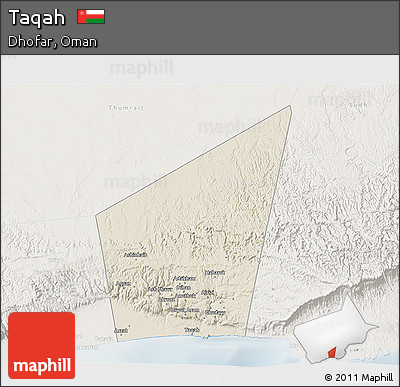 Shaded Relief 3D Map of Taqah, lighten