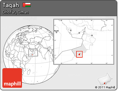 Blank Location Map of Taqah, highlighted parent region, within the entire country