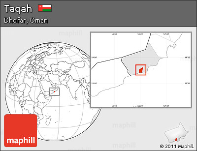 Blank Location Map of Taqah, highlighted parent region