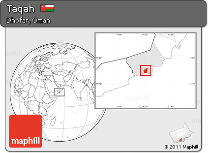 Blank Location Map of Taqah, highlighted parent region