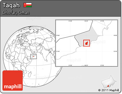 Blank Location Map of Taqah, highlighted parent region