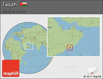 Savanna Style Location Map of Taqah, within the entire country