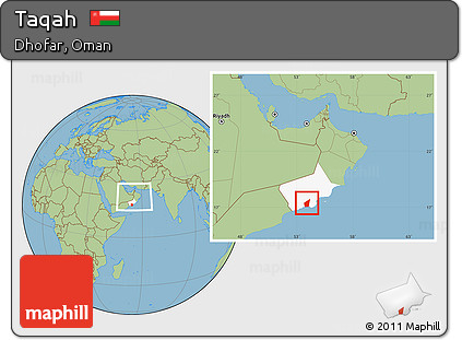 Savanna Style Location Map of Taqah, highlighted parent region, within the entire country