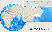 Shaded Relief Location Map of Taqah, highlighted parent region, within the entire country