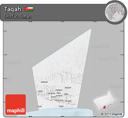 Gray Map of Taqah, single color outside