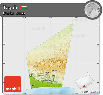 Physical Map of Taqah, single color outside
