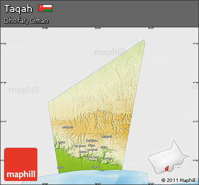 Physical Map of Taqah, single color outside