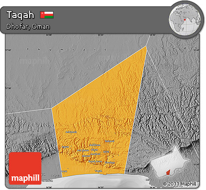 Political Map of Taqah, desaturated