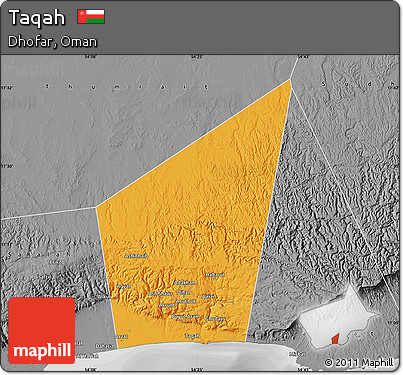 Political Map of Taqah, desaturated