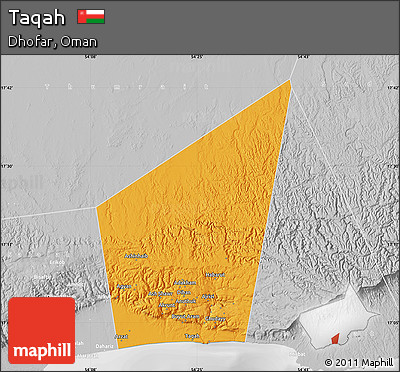 Political Map of Taqah, lighten, desaturated