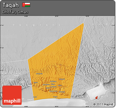 Political Map of Taqah, lighten, desaturated
