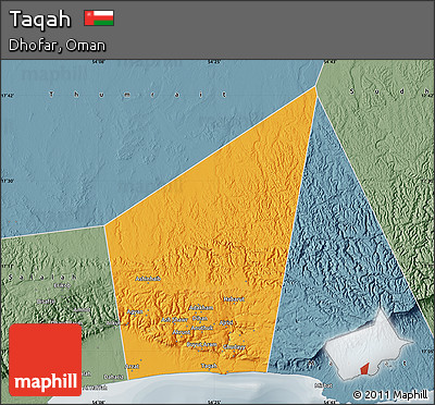 Political Map of Taqah, semi-desaturated