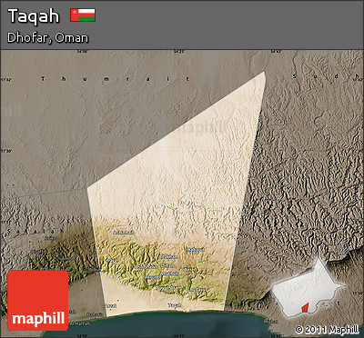 Satellite Map of Taqah, darken