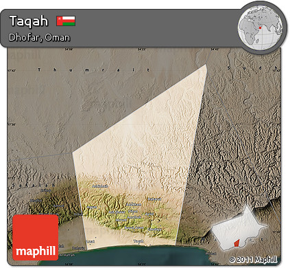 Satellite Map of Taqah, darken