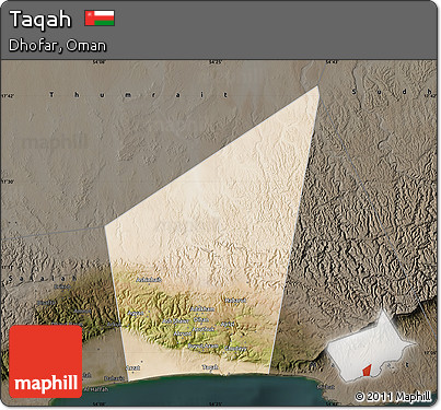 Satellite Map of Taqah, darken