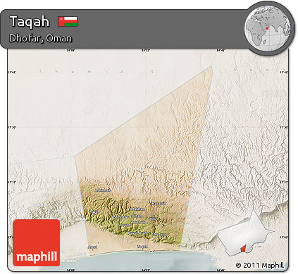 Satellite Map of Taqah, lighten