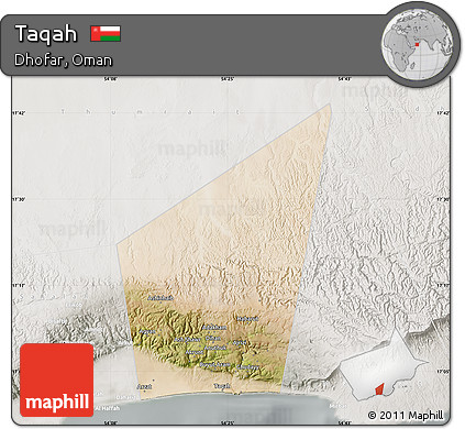 Satellite Map of Taqah, lighten, semi-desaturated