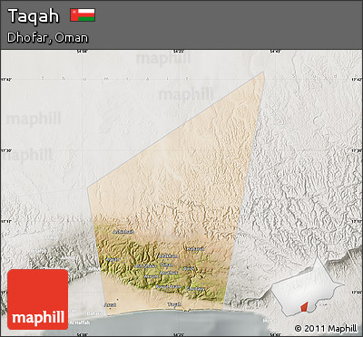 Satellite Map of Taqah, lighten, semi-desaturated