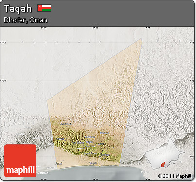 Satellite Map of Taqah, lighten, semi-desaturated