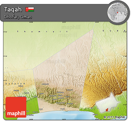 Satellite Map of Taqah, physical outside
