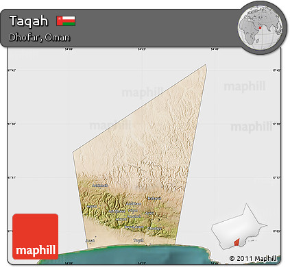 Satellite Map of Taqah, single color outside