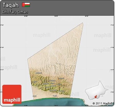 Satellite Map of Taqah, single color outside