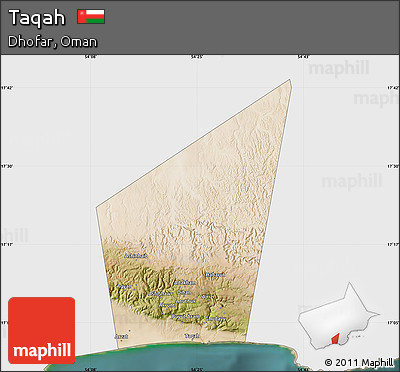 Satellite Map of Taqah, single color outside