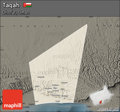 Shaded Relief Map of Taqah, darken