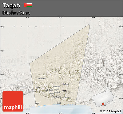 Shaded Relief Map of Taqah, lighten