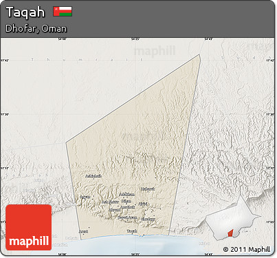Shaded Relief Map of Taqah, lighten