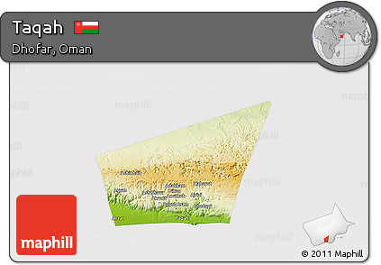 Physical Panoramic Map of Taqah, cropped outside